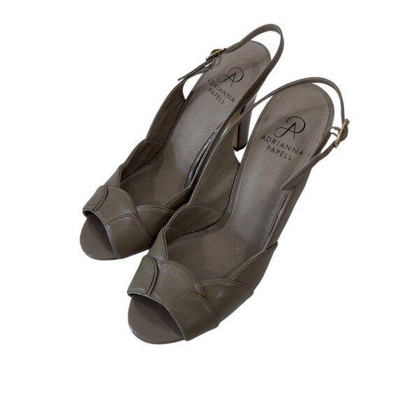 Adrianna Papell Leather Slingback Heels Women 8M EUR 38 Light Brown Peep Toe - Picture 10 of 12